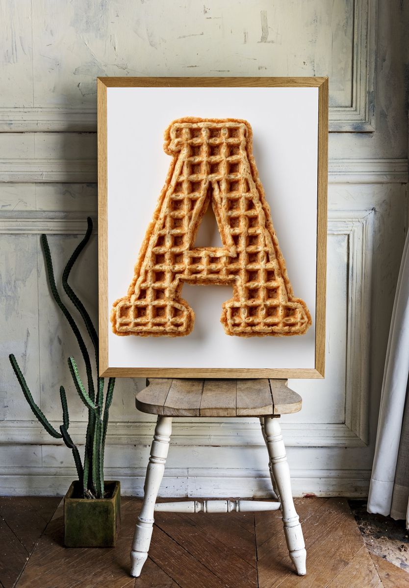 Waffle Letter A Typography Print. — room view 1