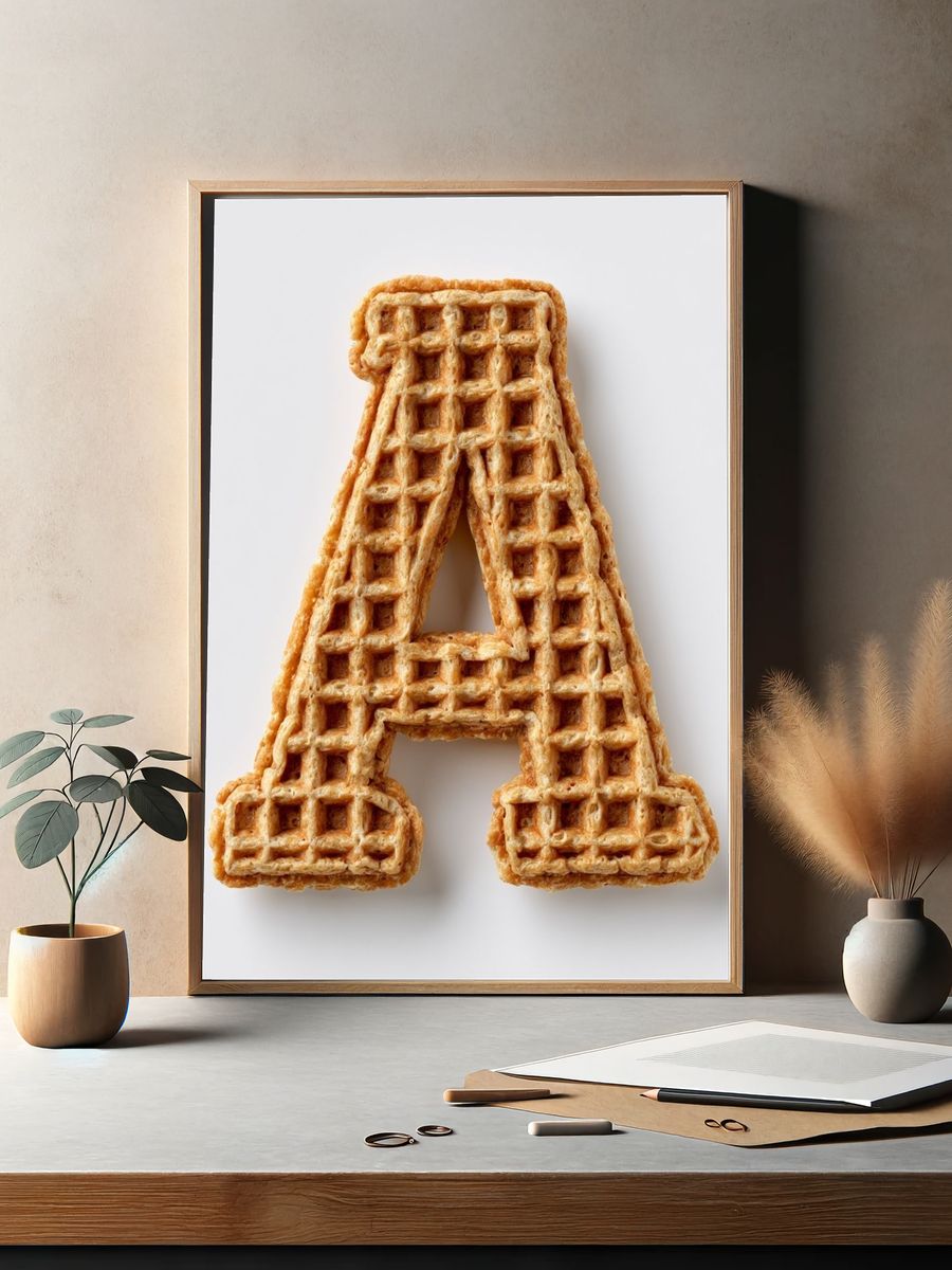 Waffle Letter A Typography Print. — room view 2