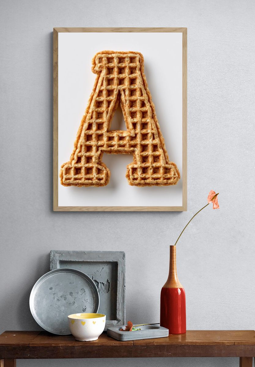 Waffle Letter A Typography Print. — room view 3