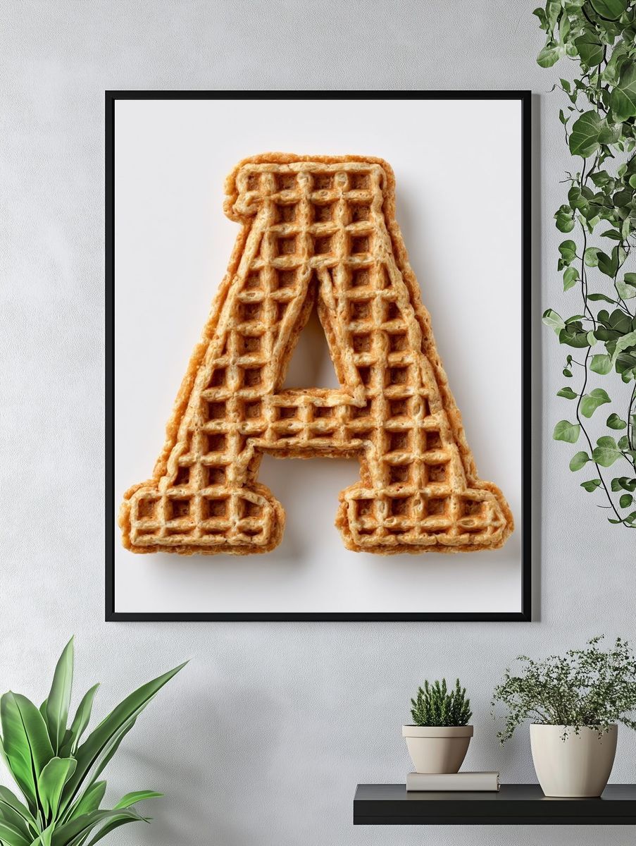 Waffle Letter A Typography Print. — room view 4
