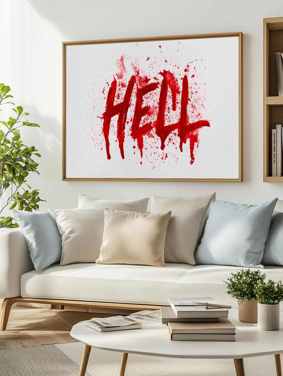 Red Hell Typography Print. — room view 2