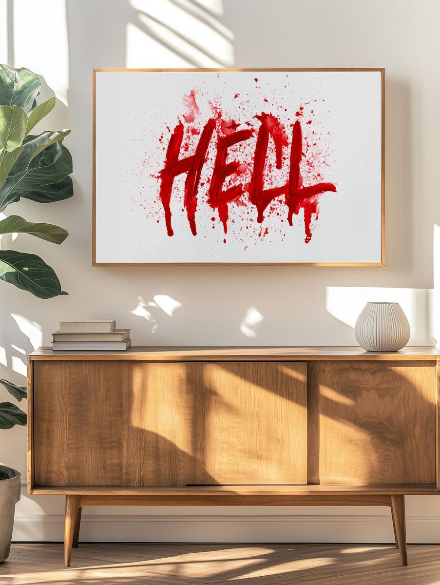 Red Hell Typography Print. — room view 3