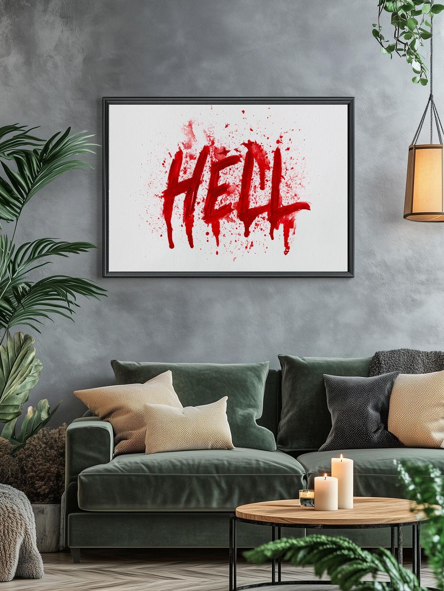 Red Hell Typography Print. — room view 4