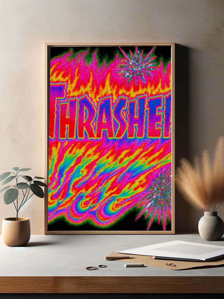 Thrasher Neon Typography Poster. — room view 2