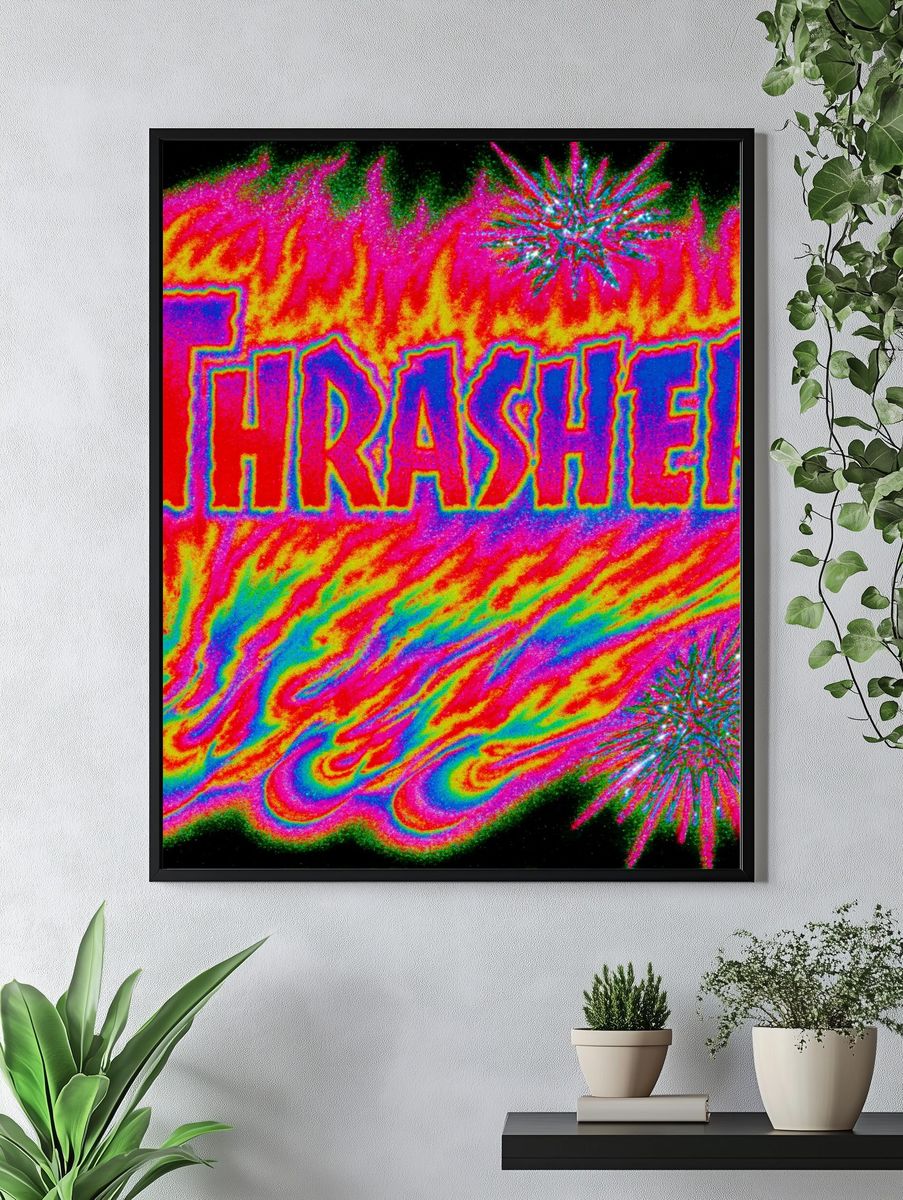 Thrasher Neon Typography Poster. — room view 4