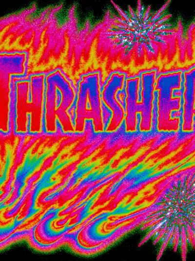 Thrasher Neon Typography Poster. poster print