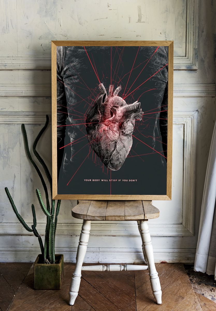 Anatomical Heart Typography Poster. — room view 1