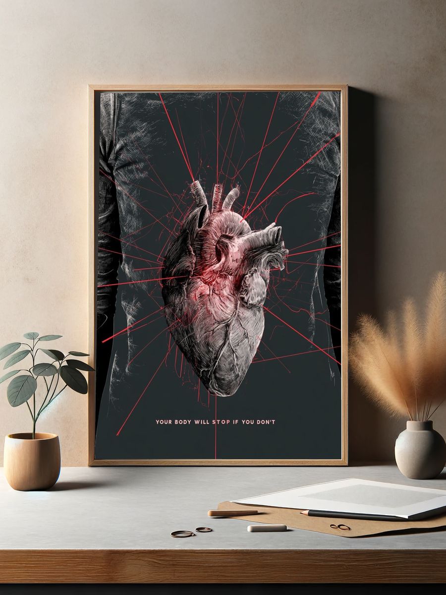 Anatomical Heart Typography Poster. — room view 2