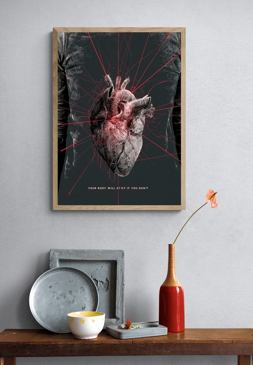 Anatomical Heart Typography Poster. — room view 3