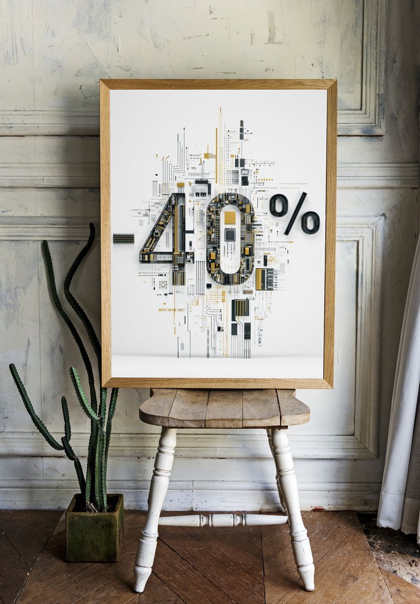 40% Circuit Typography Poster. room preview