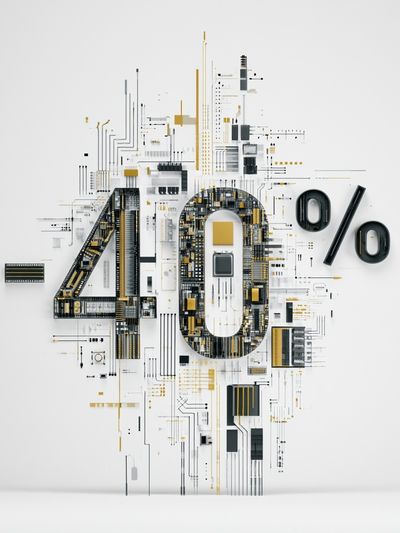40% Circuit Typography Poster. poster