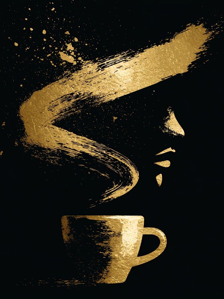 Golden Coffee Cup Typography Print. poster — typography art