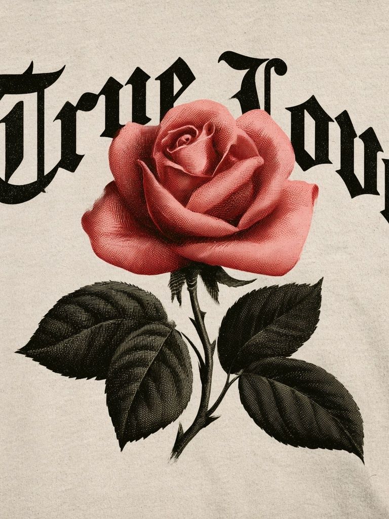 True Love Rose Typography Poster. poster detail