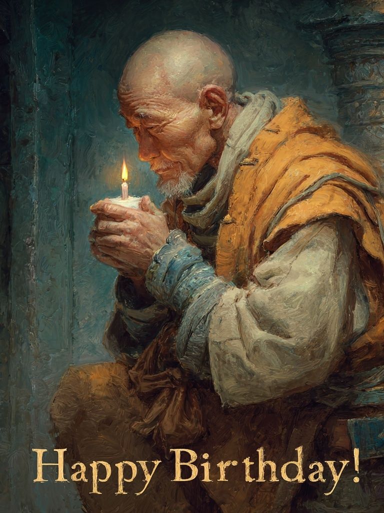 Happy Birthday Monk Typography Print. poster — typography art