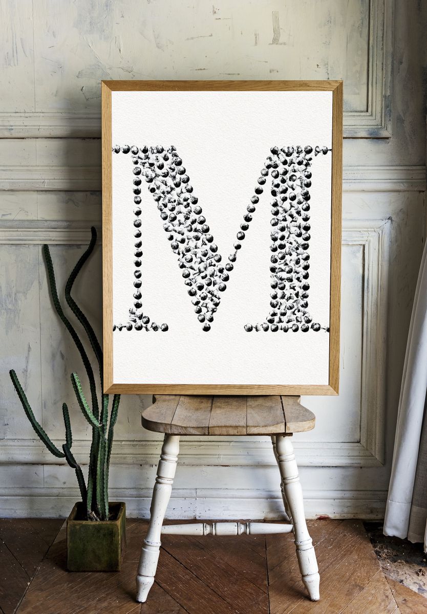 Monogram M Typography Print. — room view 1