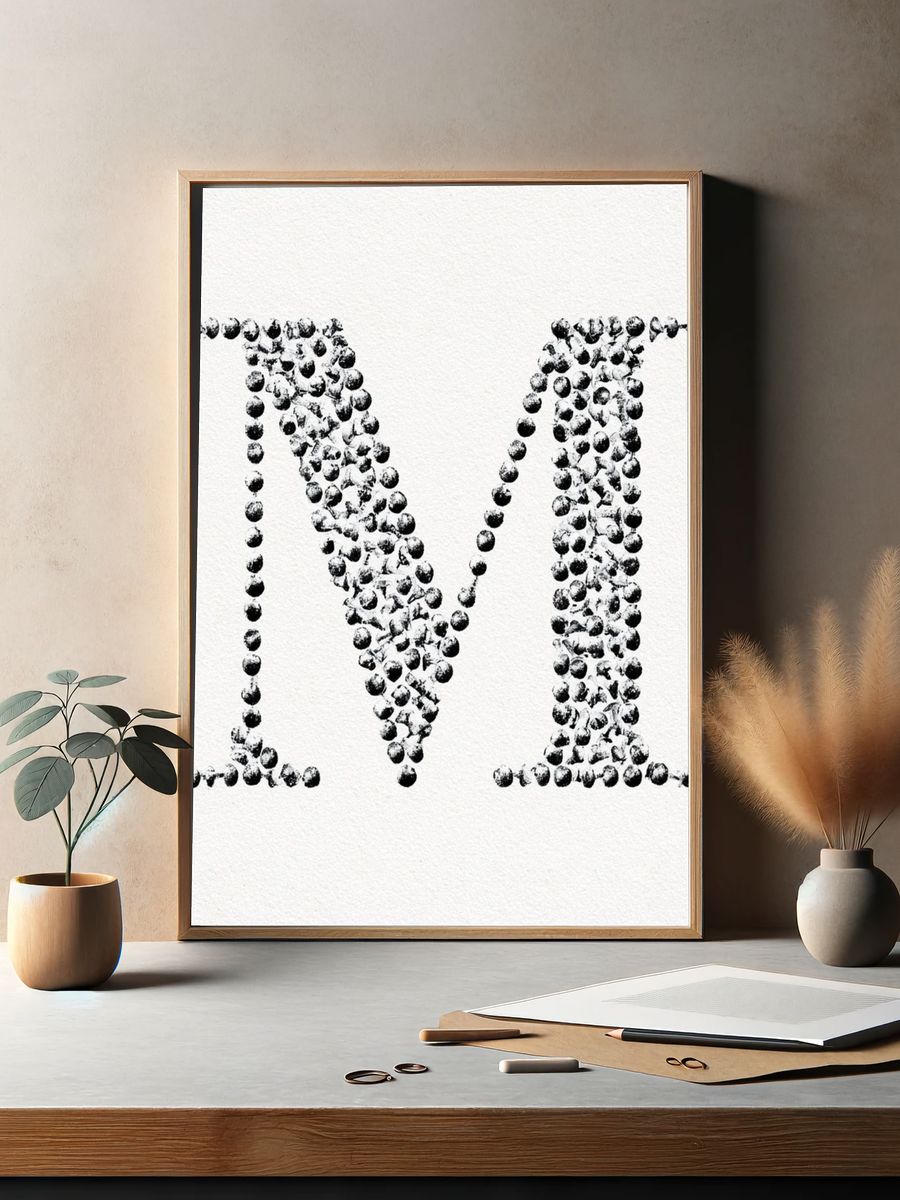 Monogram M Typography Print. — room view 2