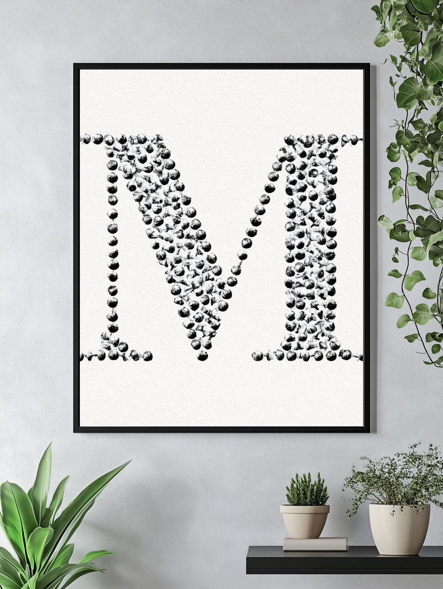 Monogram M Typography Print. — room view 4