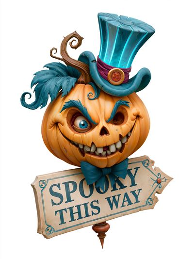 Spooky Pumpkin Character Typography Poster.