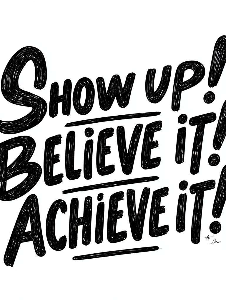 Show Up Believe Achieve Typography Poster. poster detail