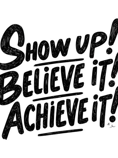 Show Up Believe Achieve Typography Poster. poster