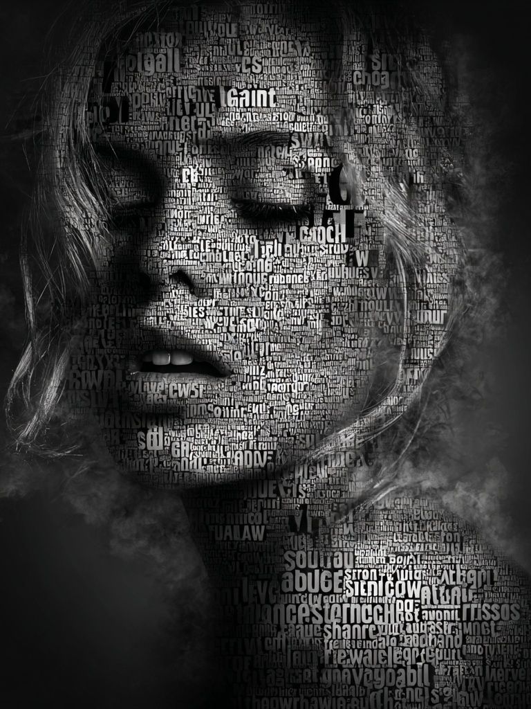 Typographic Portrait — Black White Print. poster — typography art