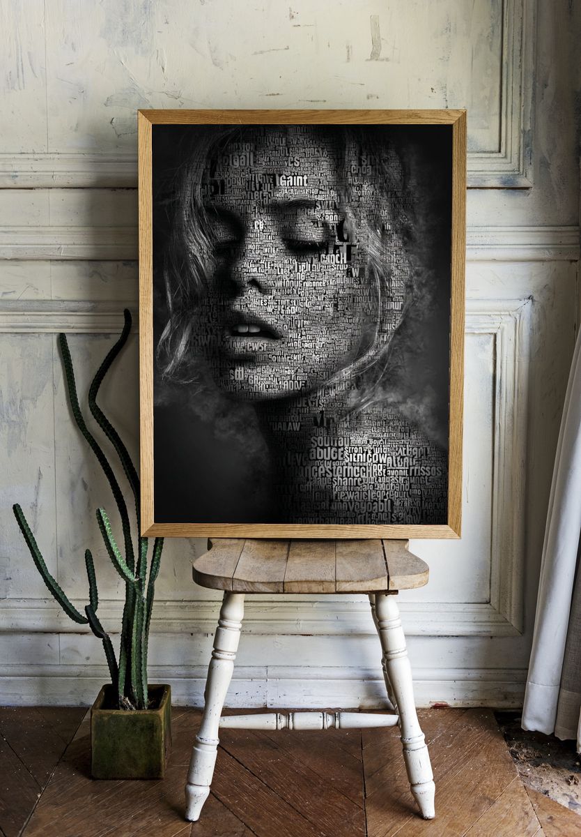 Typographic Portrait — Black White Print. — room view 1
