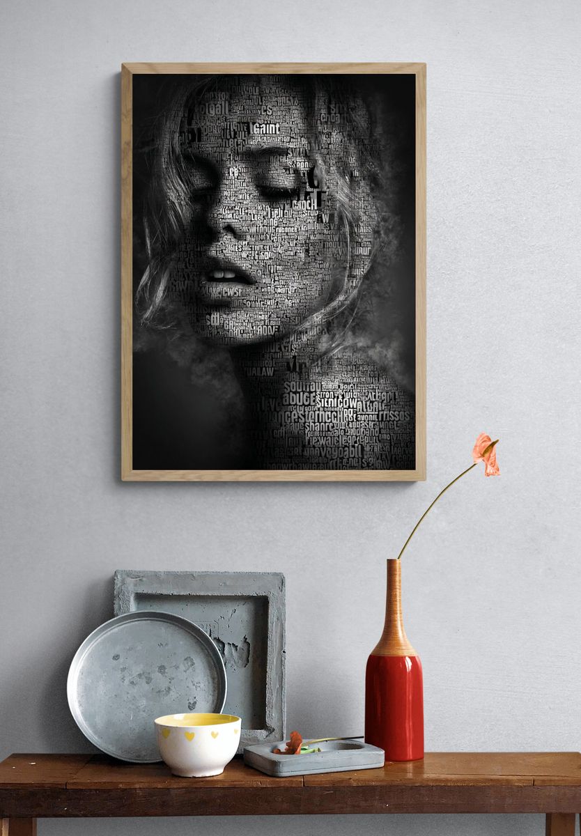 Typographic Portrait — Black White Print. — room view 3