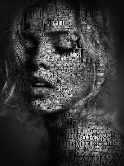 Typographic Portrait — Black White Print. poster