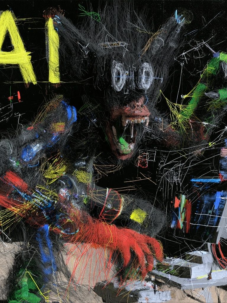 AI Glitch Beast Typography Poster. poster detail