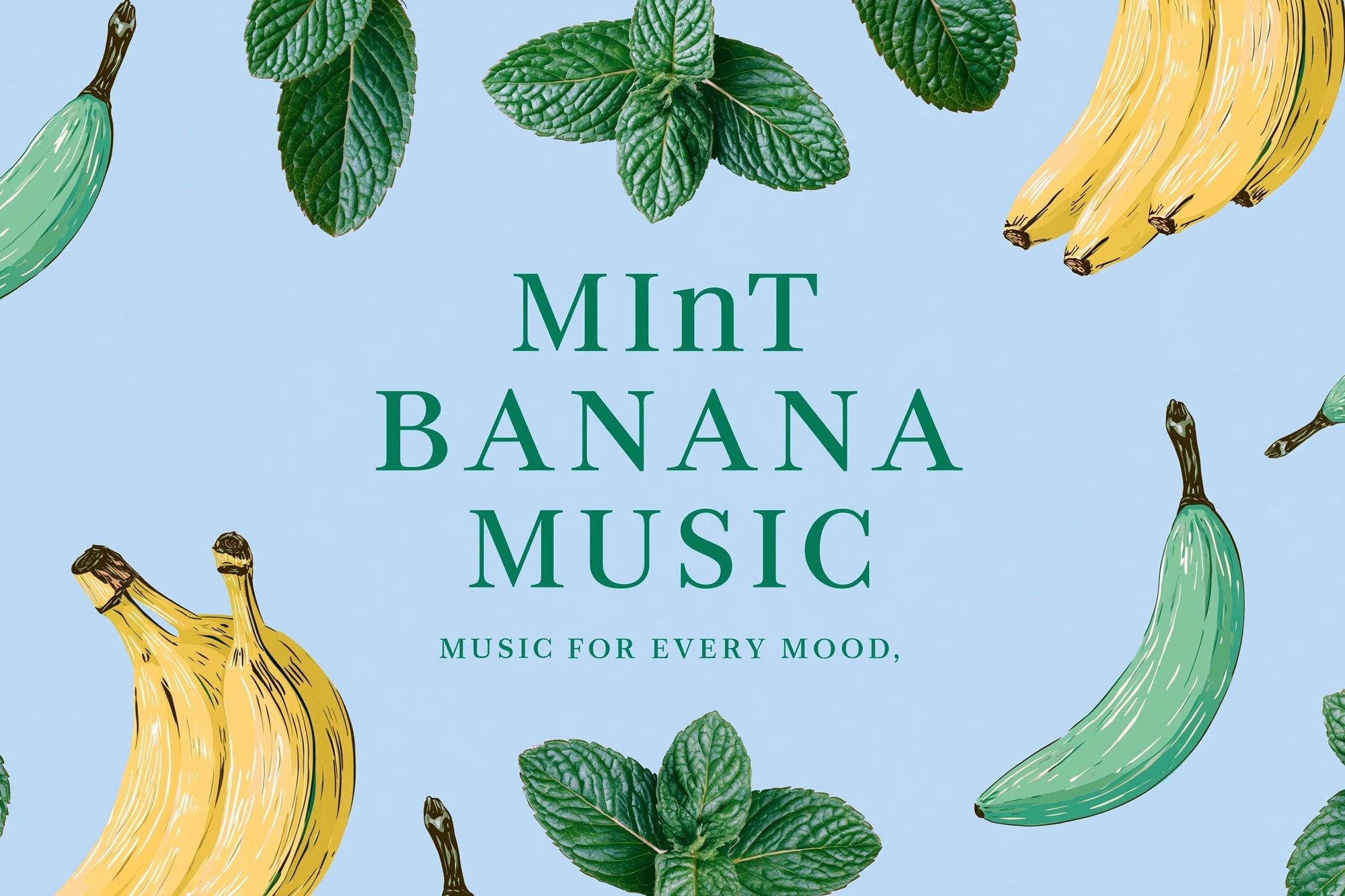 Mint Banana Music Typography Print. poster — typography art