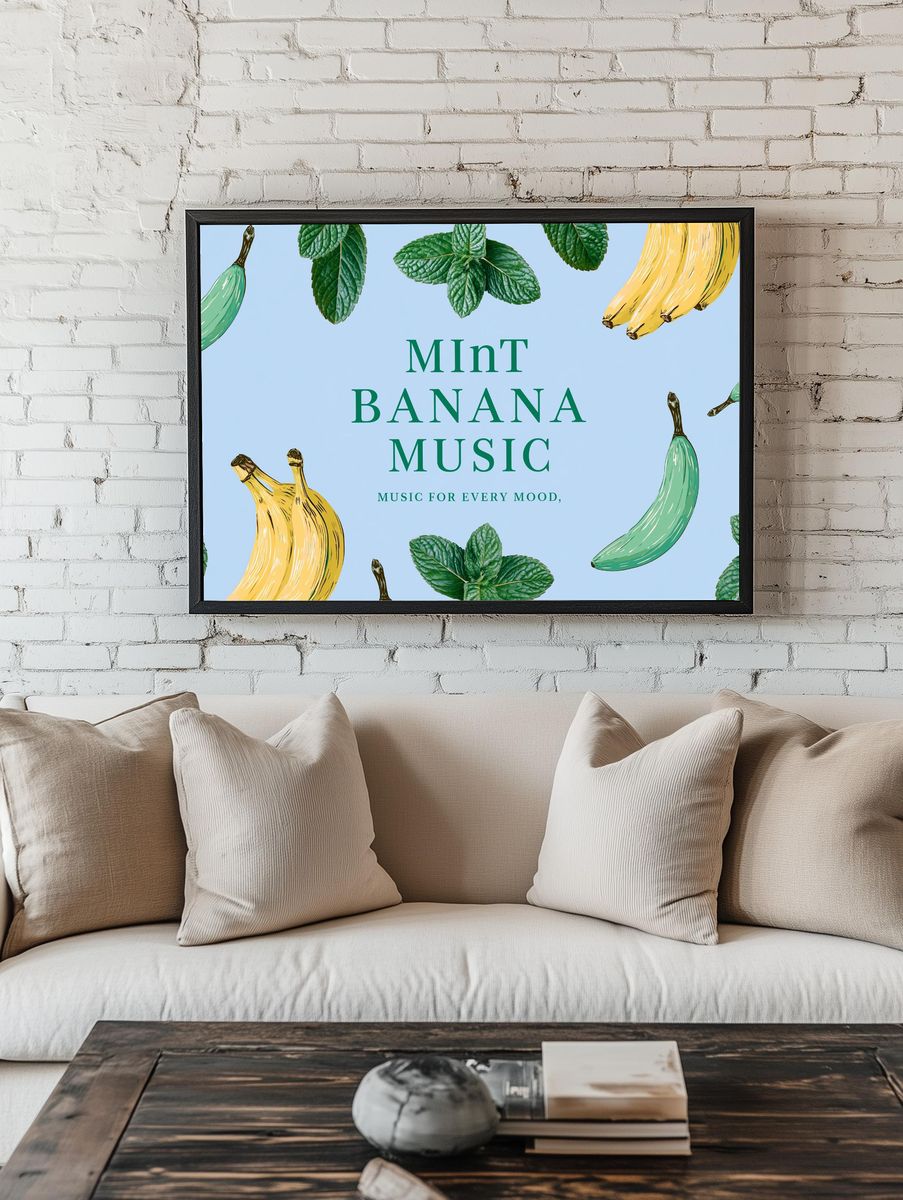 Mint Banana Music Typography Print. — room view 1