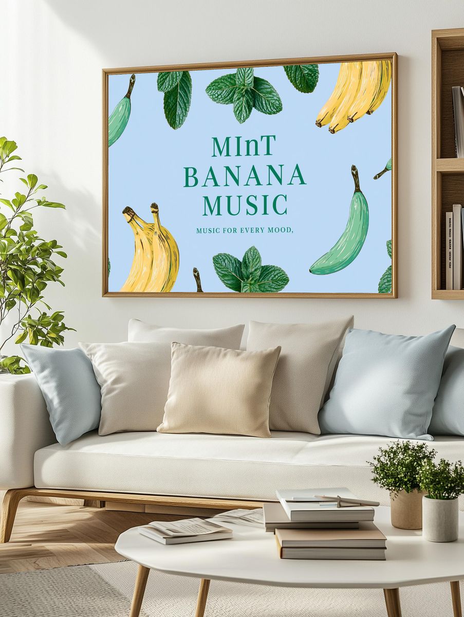 Mint Banana Music Typography Print. — room view 2