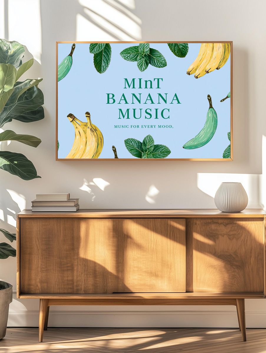 Mint Banana Music Typography Print. — room view 3