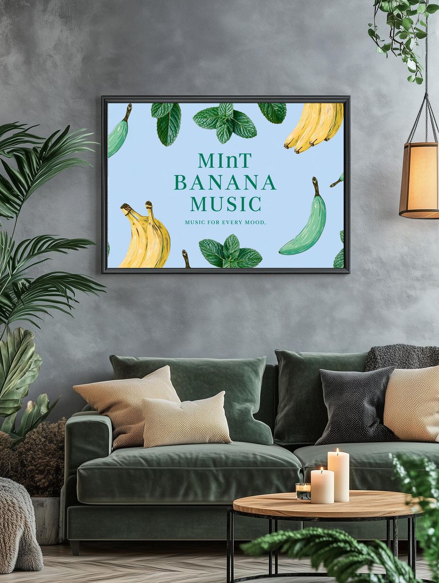 Mint Banana Music Typography Print. — room view 4