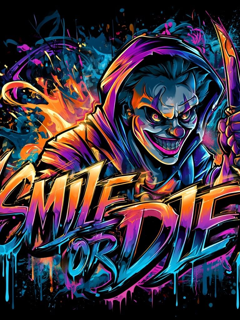 Smile or Die Horror Typography Poster. poster detail