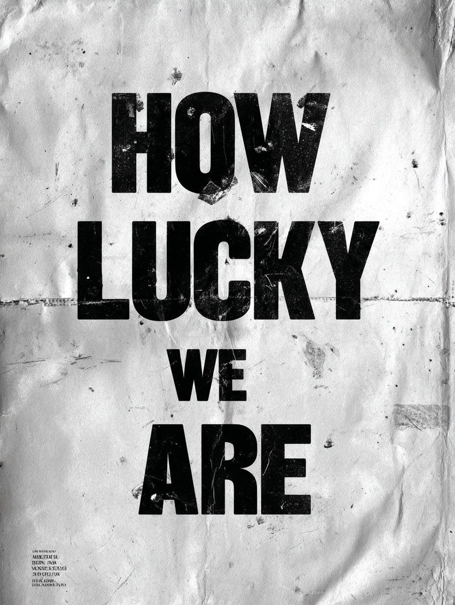 How Lucky We Are Typography Poster. poster detail