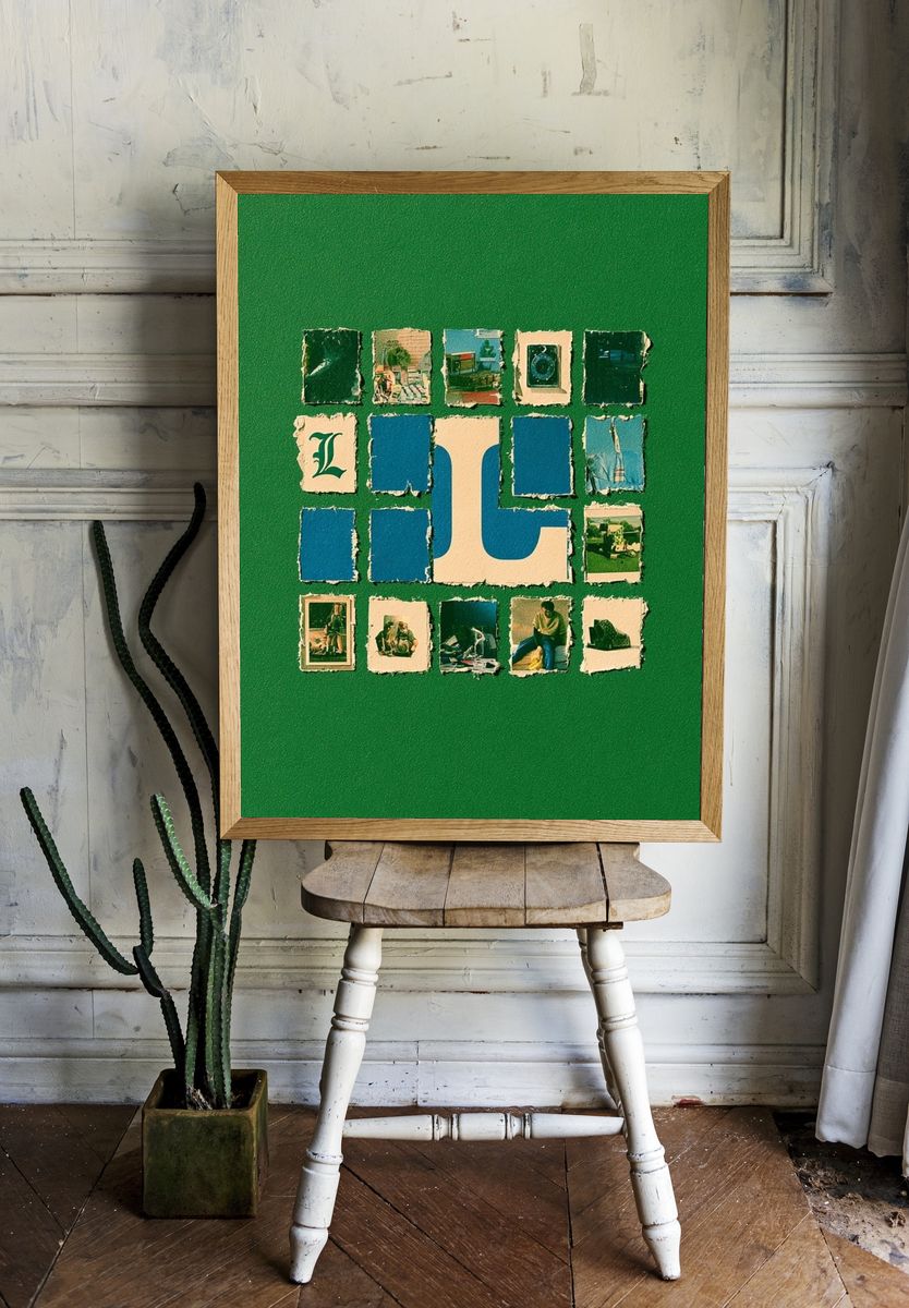 Green Collage Typography Poster. room preview