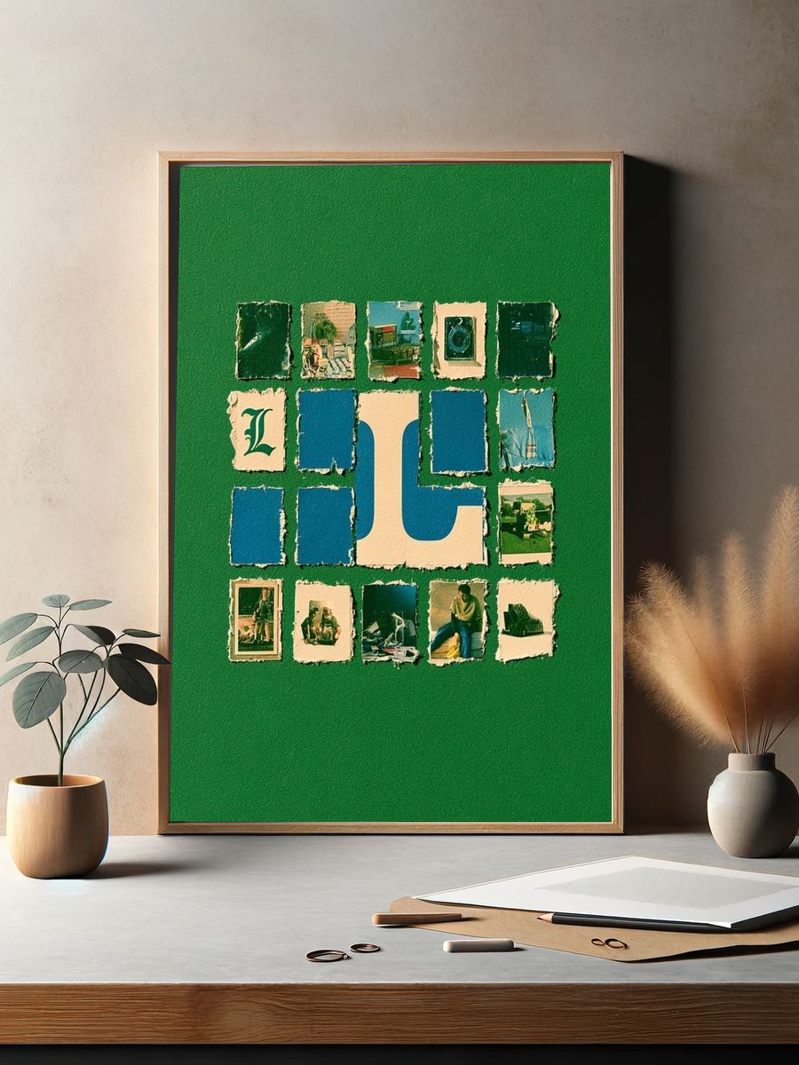 Green Collage Typography Poster. — room view 2