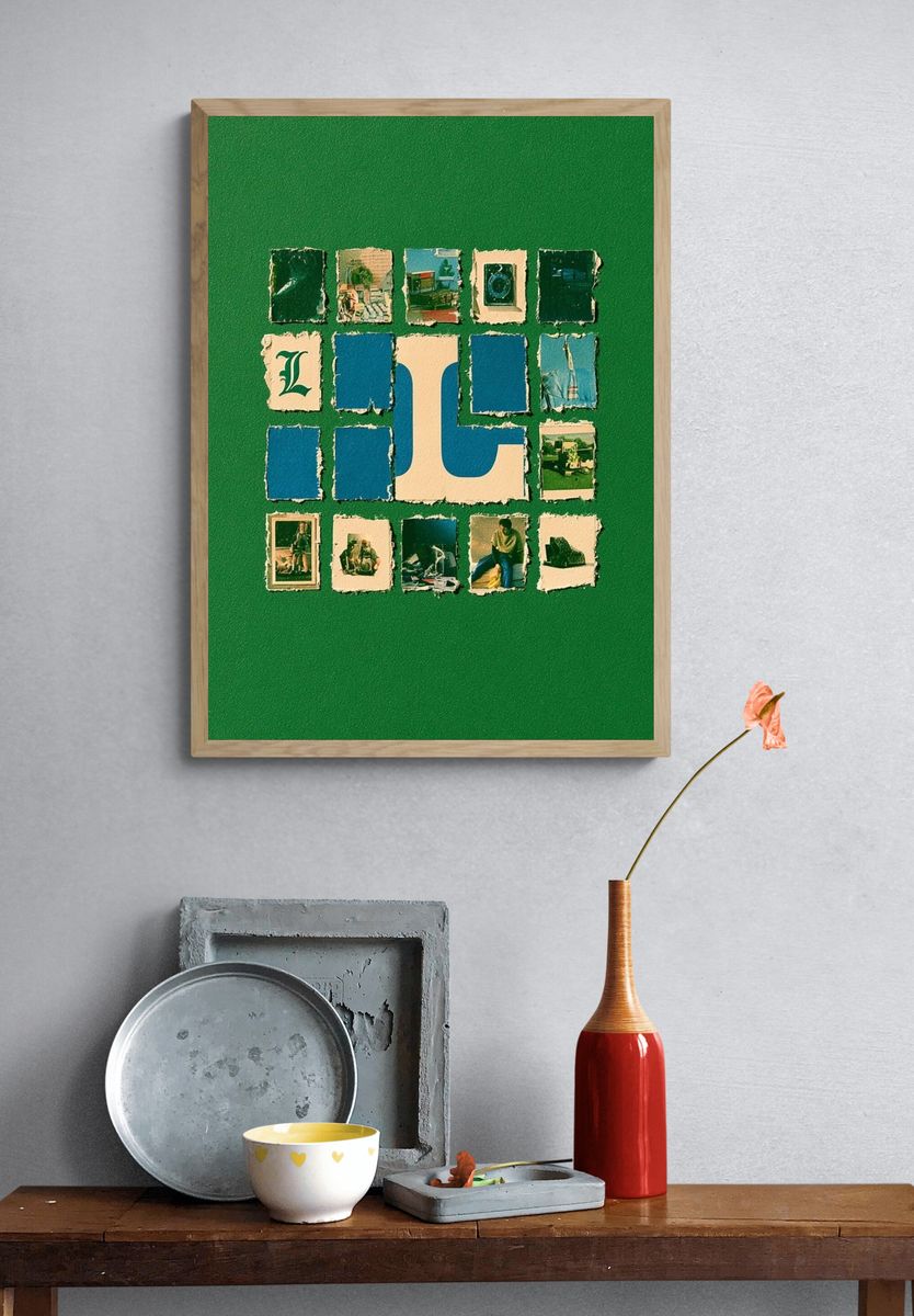 Green Collage Typography Poster. — room view 3
