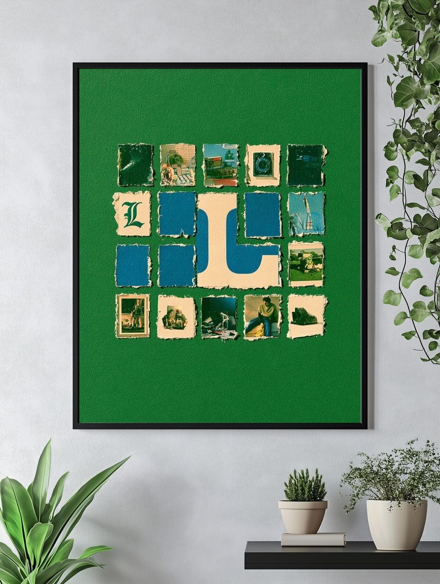 Green Collage Typography Poster. — room view 4