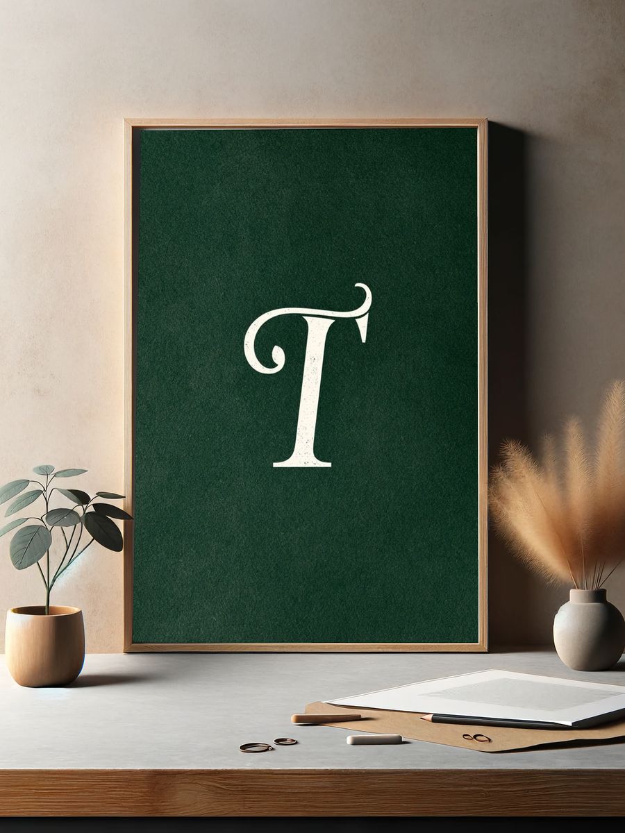 Decorative T Typography Print. — room view 2