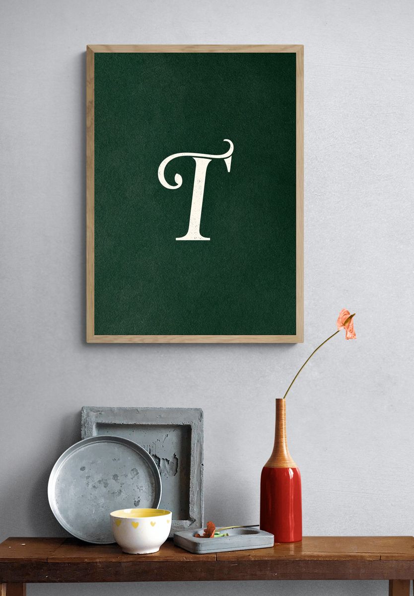 Decorative T Typography Print. — room view 3