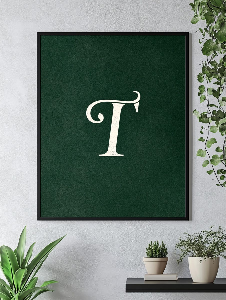 Decorative T Typography Print. — room view 4