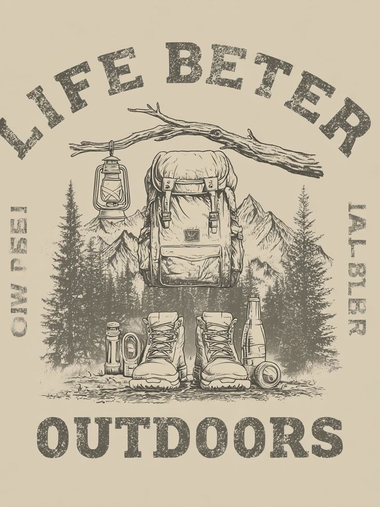 Life Better Outdoors Typography Poster. poster — typography art