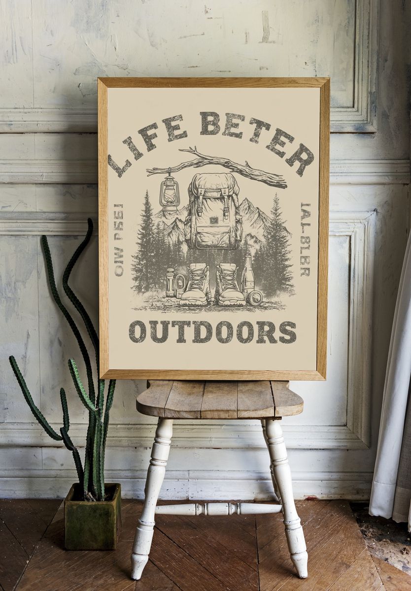 Life Better Outdoors Typography Poster. room preview