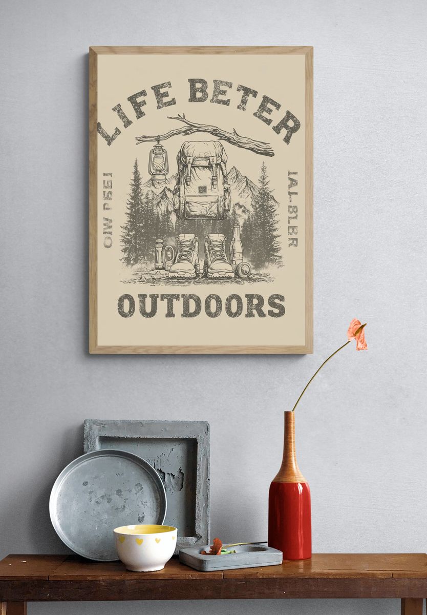 Life Better Outdoors Typography Poster. — room view 3