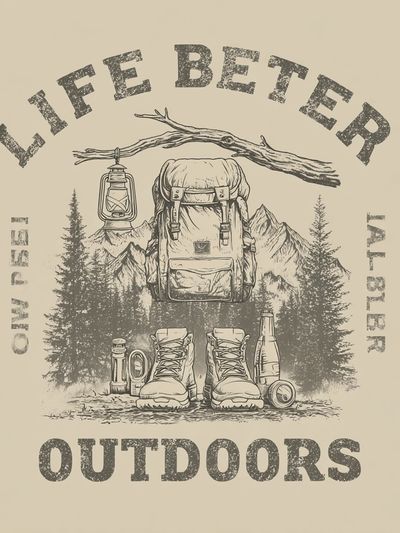 Life Better Outdoors Typography Poster. poster