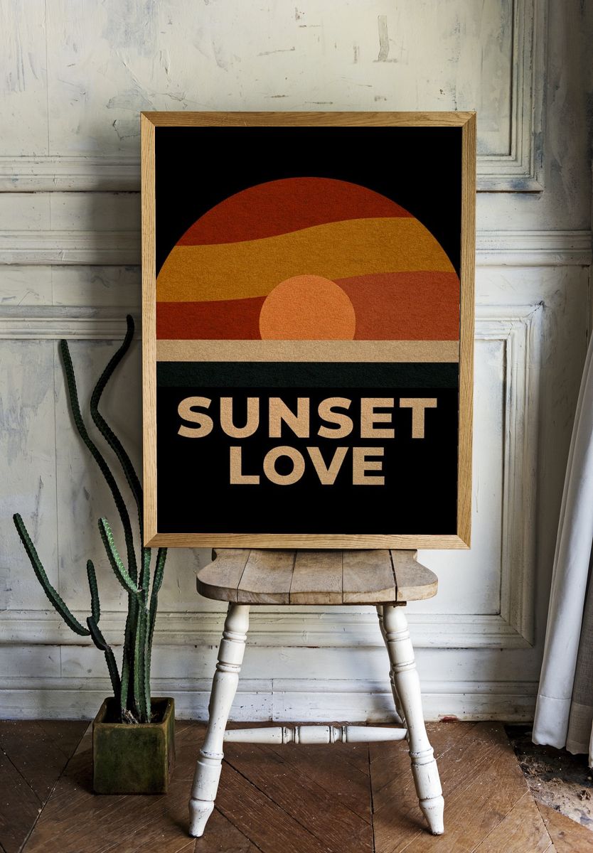 Sunset Love Typography Poster. — room view 1