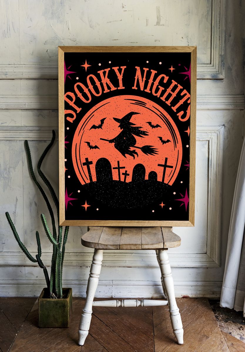 Spooky Nights Typography Poster. — room view 1