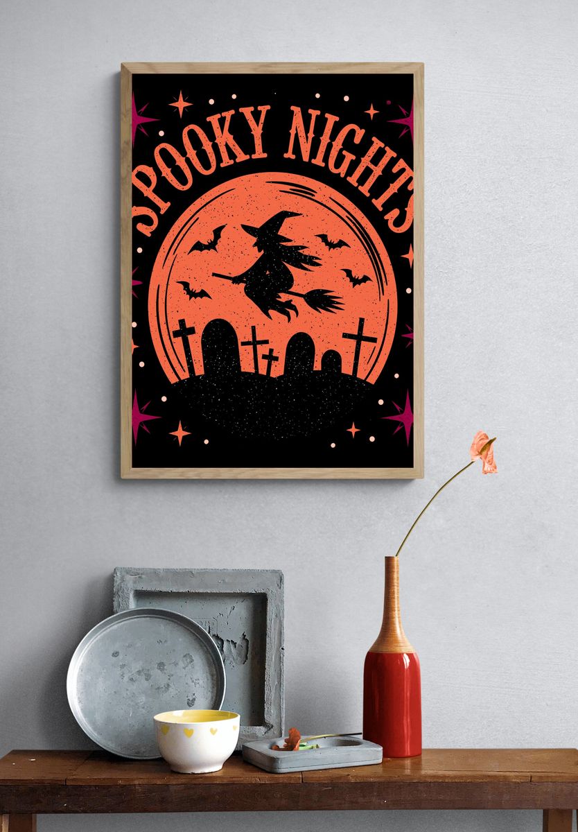 Spooky Nights Typography Poster. — room view 3